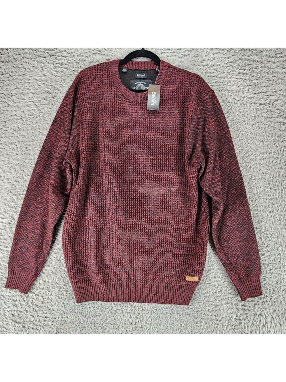 Buffalo David Bitton Sweater Mens Large Red Long Sleeve Pullover Crew Neck *NWT*